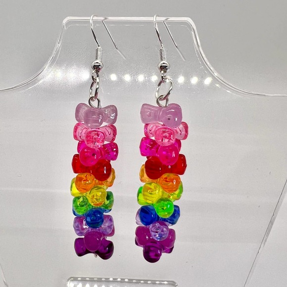 Rainbow Bead Earrings - Dangle Earrings - Pride LGBTQ Earrings - Summer Earrings - Picture 1 of 11